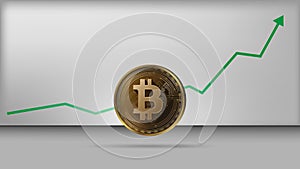 IllustÃ Â¸Å¾ation vector of realistic bitcoin with rising graph photo